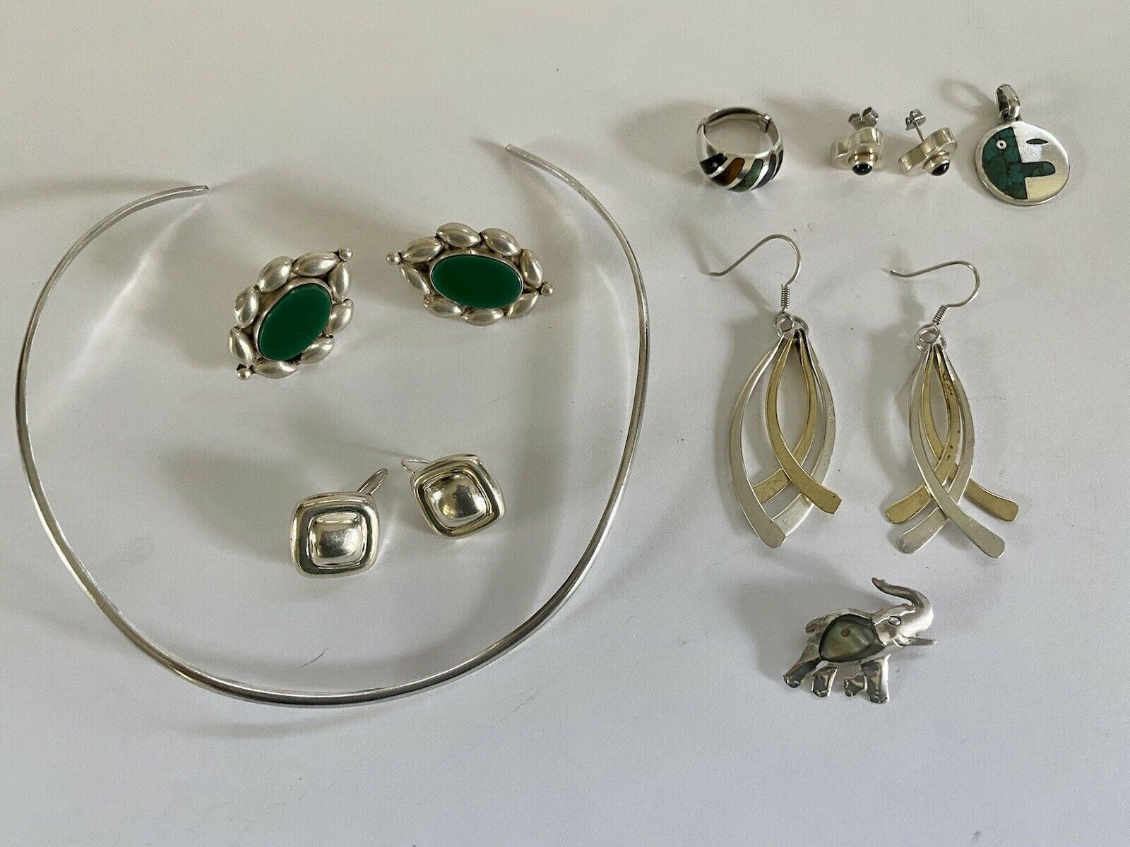 Sterling Silver .925 Taxco Mexico & Mexico 8 Piece Mixed Jewelry Lot Wearable Nr