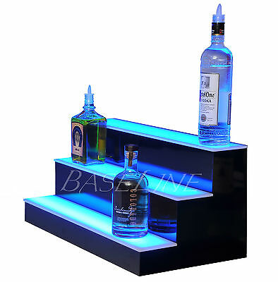 20" Led Lighted Bar Shelf, Three Step Liquor Bottle Glorifier, Back Bar Shelving