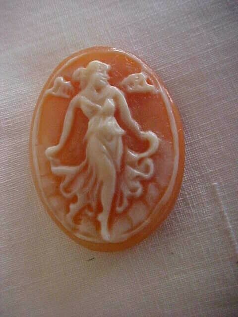 Antique Art Nouveau Carved Shell Cameo Unset Goddess Of The Soul Butterfly Wings