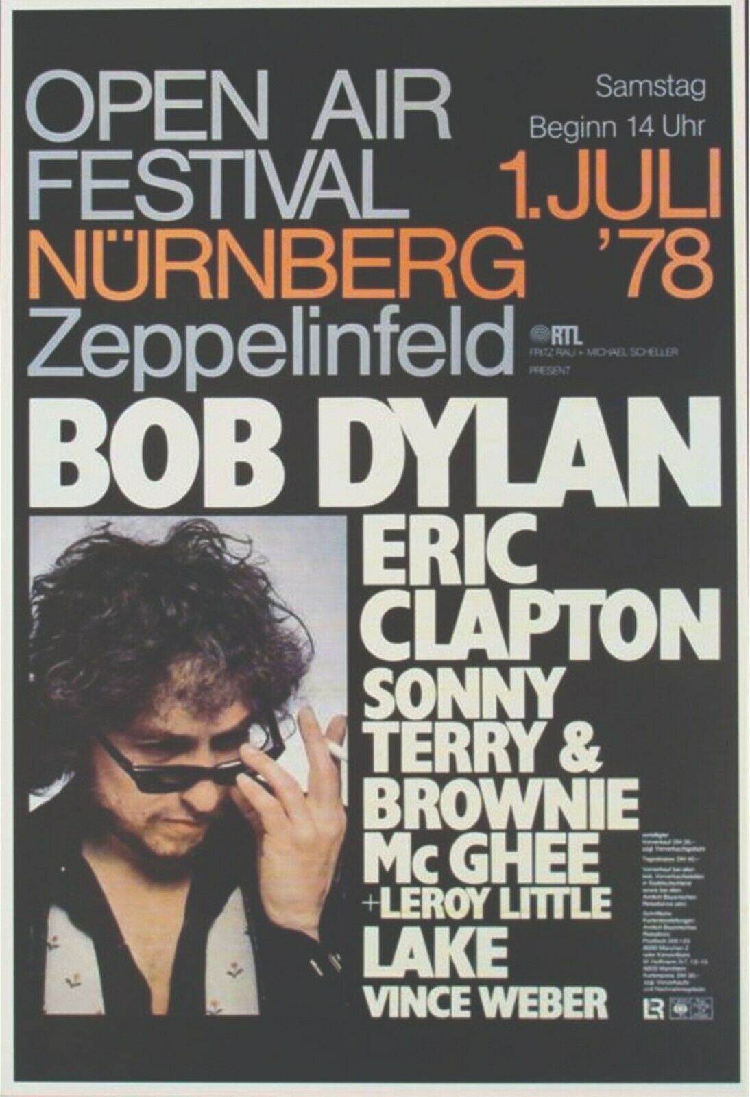 Bob Dylan Mini Concert Reproduction 8.50" X 11" Poster Free Top Loader