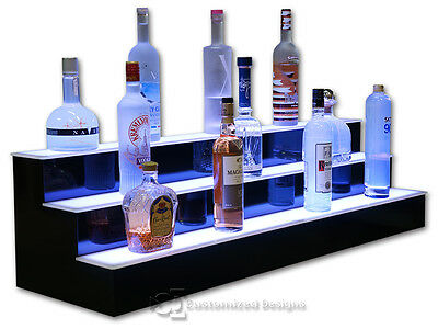 48" 3 Step Tier Led Lighted Shelves Illuminated Liquor Bottle Display Free Ship
