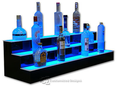 42" 3 Step Tier Led Lighted Shelves Illuminated Liquor Bottle Display Free Ship