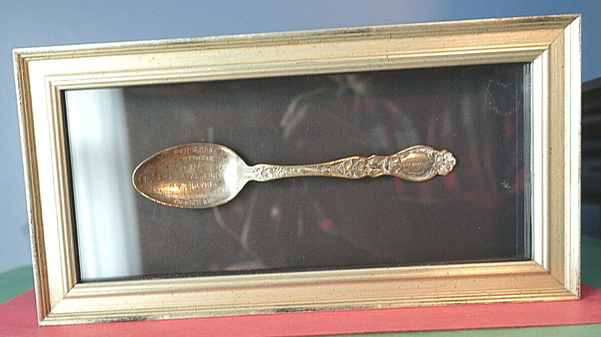 C.1910 Panama Canal Souvenir Spoon Isthmian Canal Commission Hotel, Framed