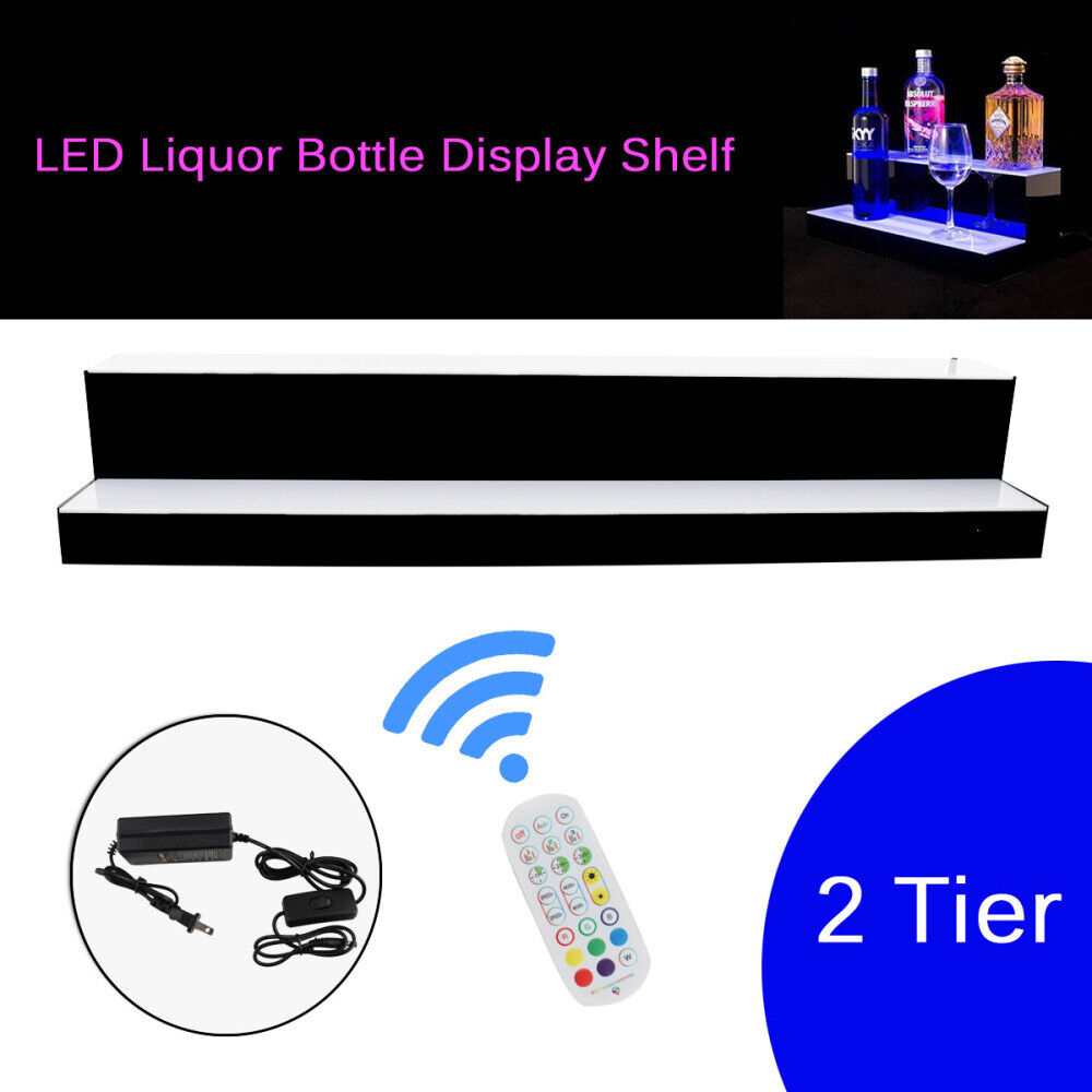 2tier Lighted Liquor Bottle Display Led Liquorbottle Display Shelfremote Control