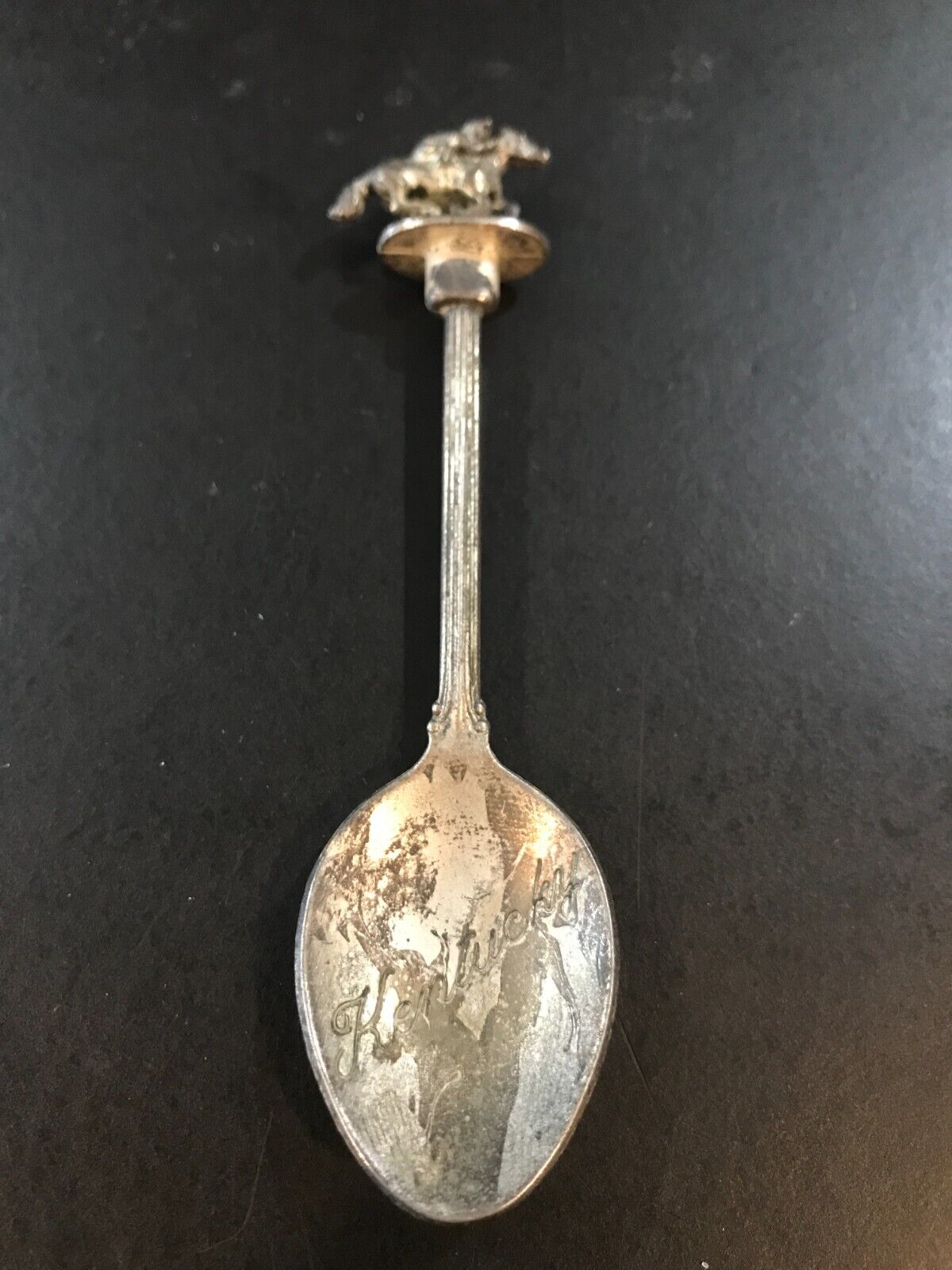 Souvenir Spoon - Kentucky Horse - GT Britain Silver Plated WAPW Pewter - Worn