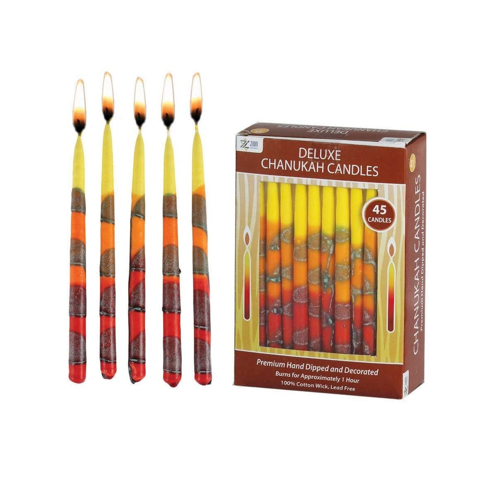 Deluxe Chanukah Candle Set Of 45 Hand Made Blaze Of Fire Thin Long Decorative...