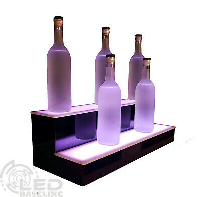 28" Led Bar Shelf, Two Step, Liquor Bottle Shelves, Bottle Display Shelving Rack