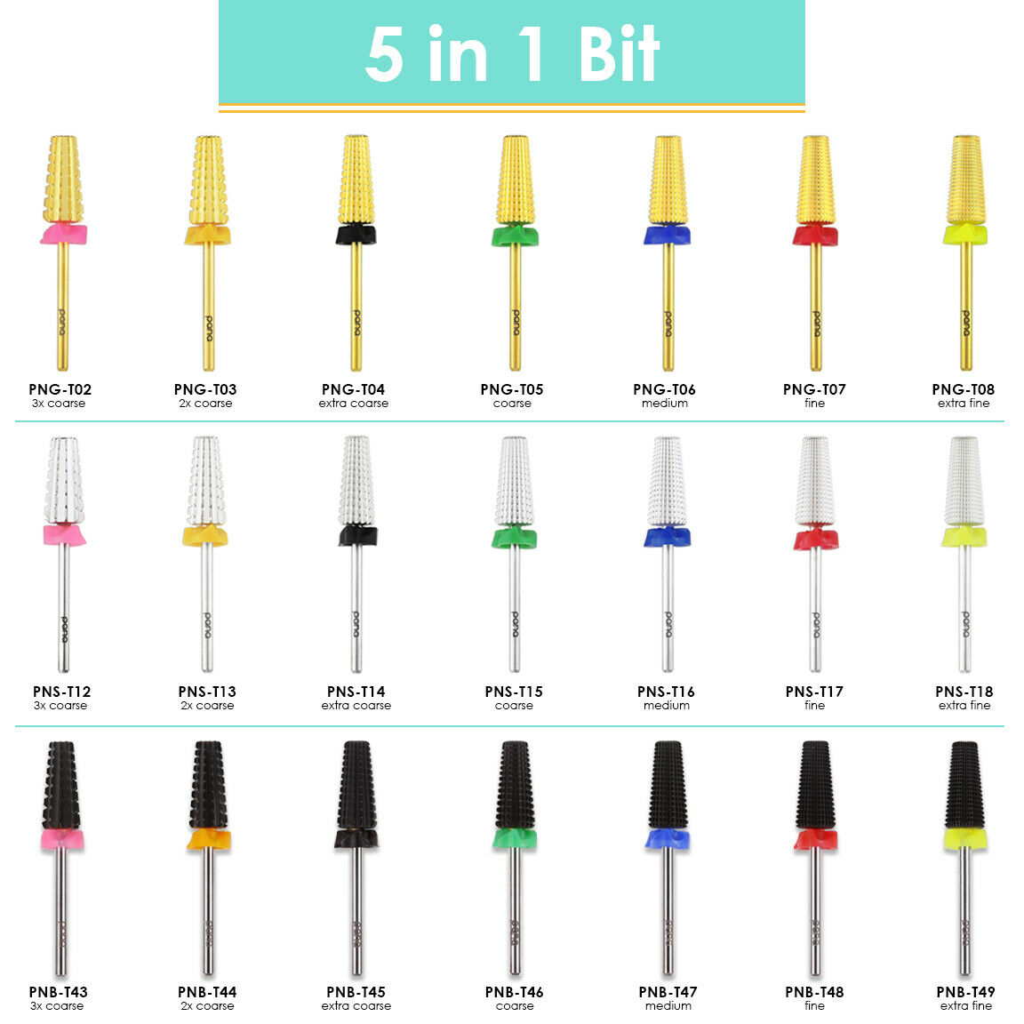 Usa Pana 5 In 1 High Quality Two Way Tapered Nail Carbide Bit - Acrylic Hard Gel