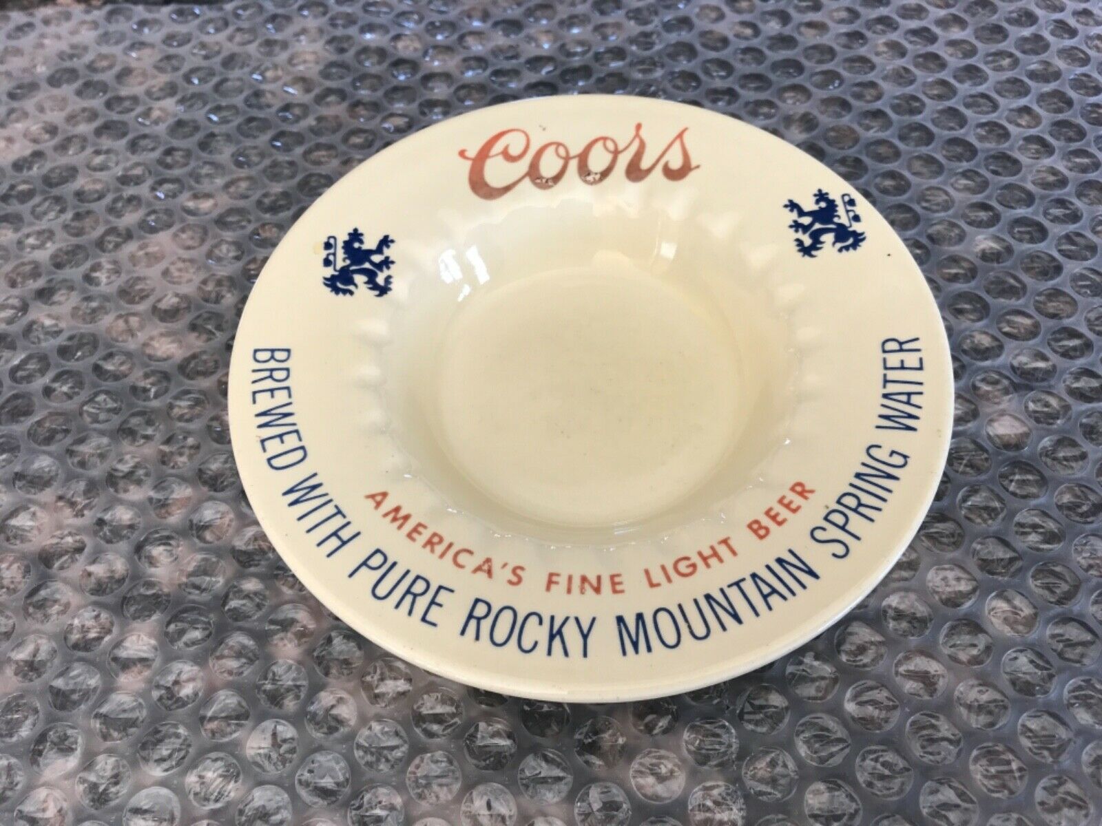 Vintage, Coors Beer  ceramic Ashtray, 1950s-1960s, Retro Brewed -rocky Mountain