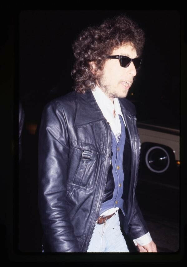 Bob Dylan Candid 1970's in leather jacket Original 35mm Transparency