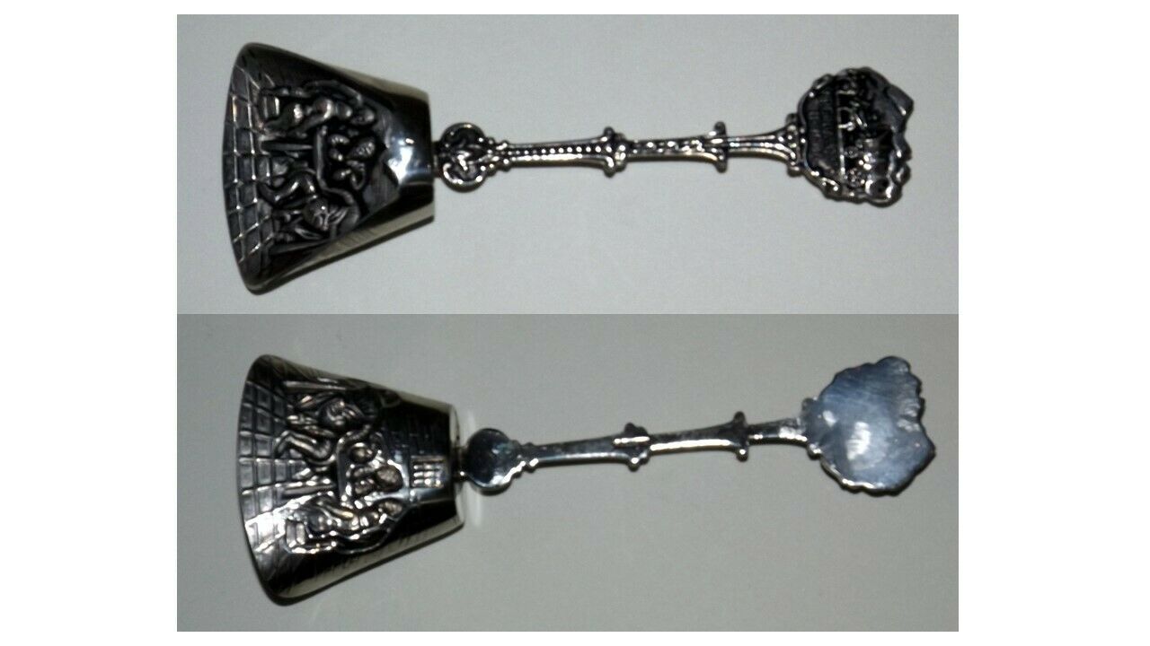 Silverplate Virginia City, Nevada Souvenir Spoon, Made In Holland, 4 3/8" Long