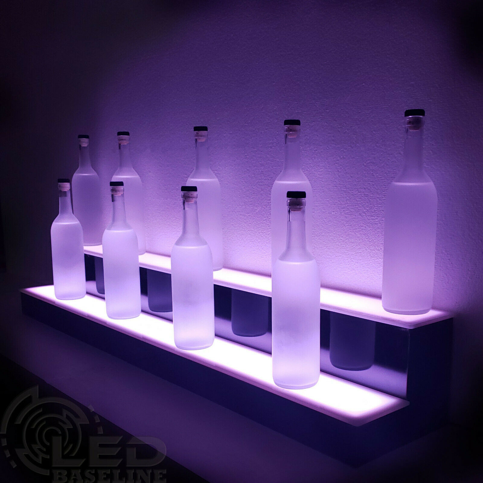 48" 2 Step Led Lighted Glowing Liquor Bottle Display Shelf Home Back Bar Rack
