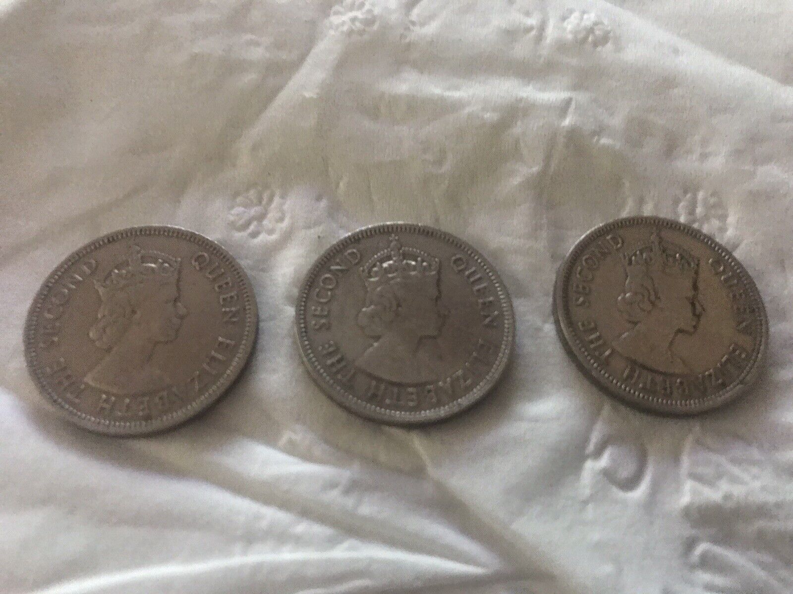 Hong Kong Queen Elizabeth II 50 Cent pieces.  Lot of 3 - 1960 - 61 - 63 Good