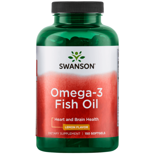 Swanson Omega-3 Fish Oil - Lemon Flavor Softgels, 1 g, 150 Count.