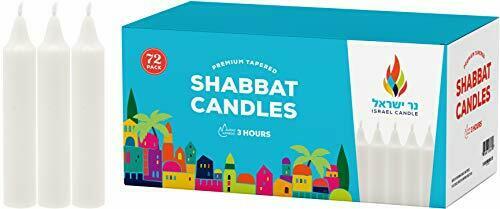 Shabbat Candles - 72 White Taper Candles - Shabbos Candles by Israel Candle 3...