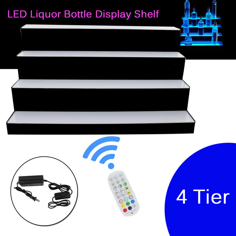 4-tier Led Liquor Bottle Shelf Led Liquor Bottle Display Shelf W/remote Control