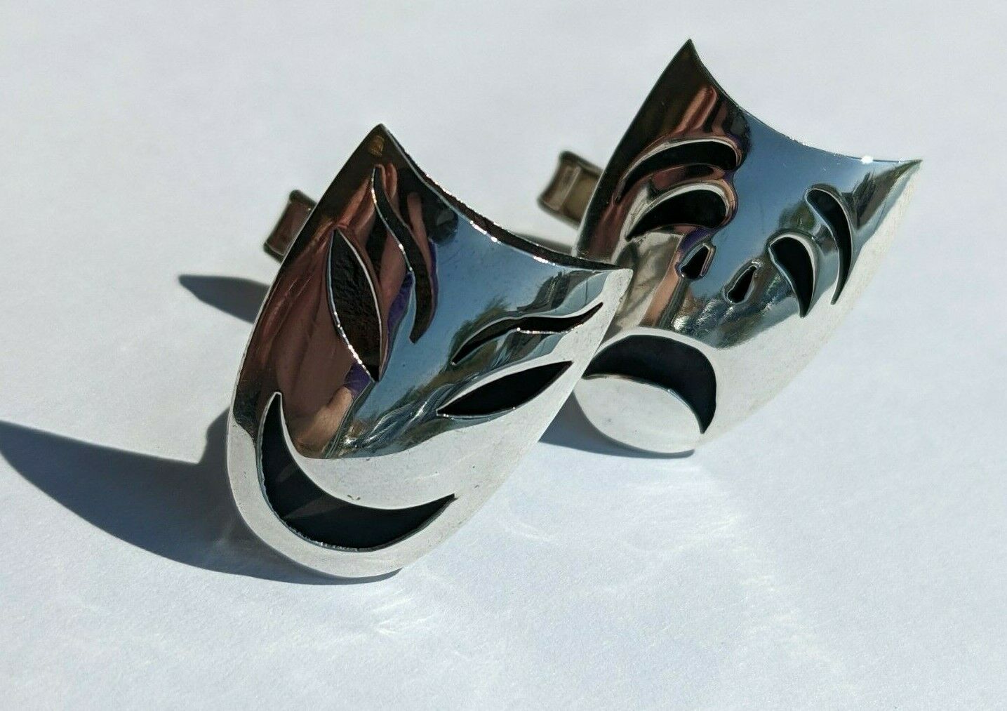 Vintage Taxco Sterling Silver Comedy Tragedy Cufflinks