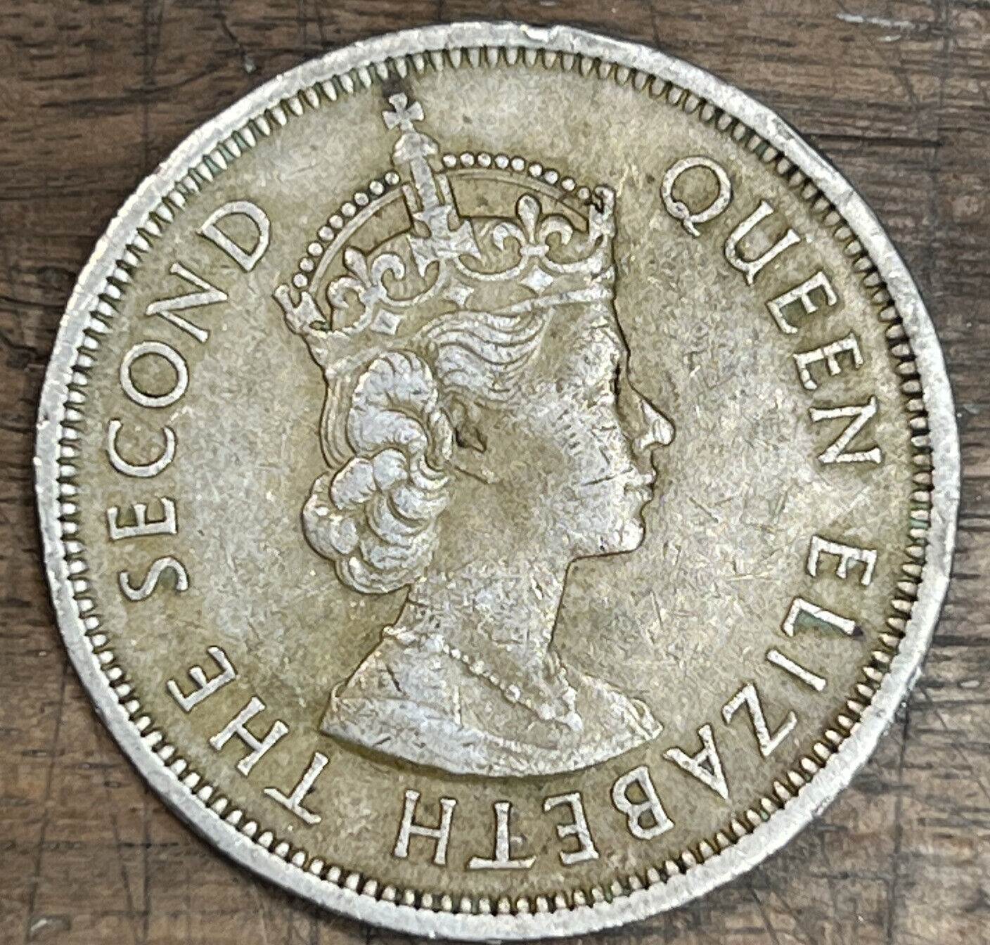 1960 Hong Kong One 1 Dollar Queen Elizabeth II Lion Coin          Lot — KL.54.5